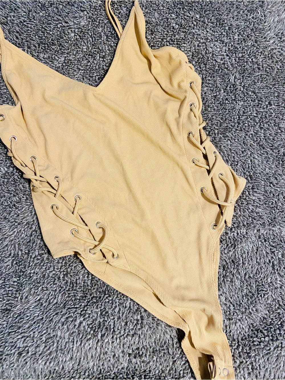 Beige Lace-Up  bodysuit